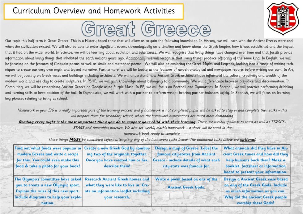 Year 5 & 6 Curriculum Overview and Homework Activities