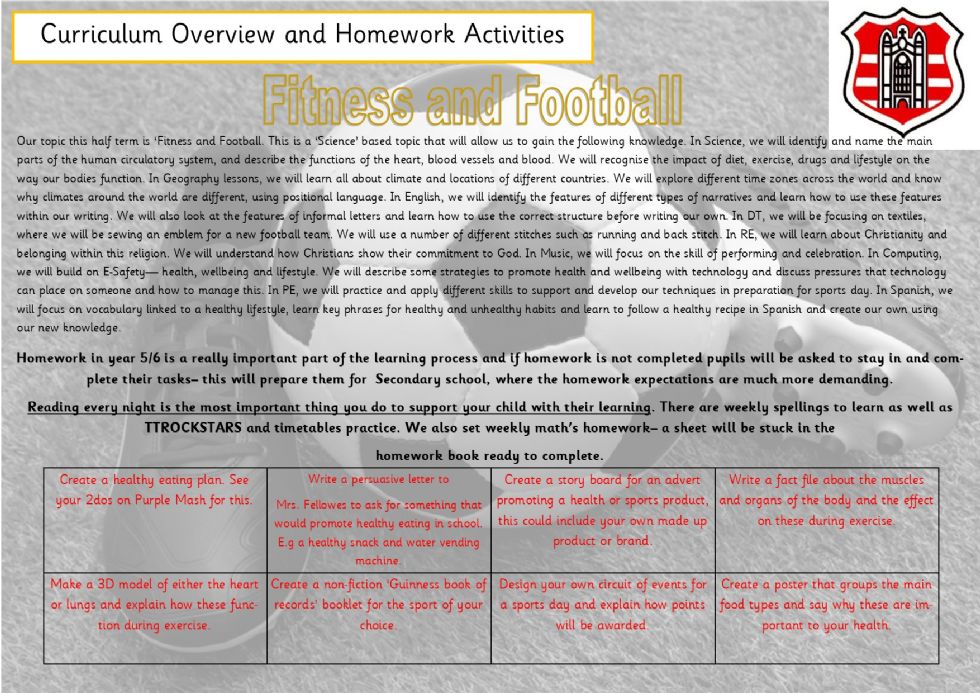 Year 5 & 6 Curriculum Overview and Homework Activities